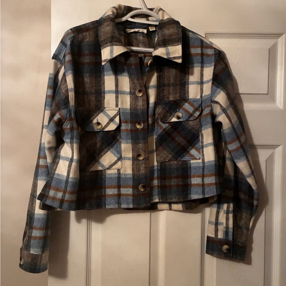 Jardines Domaine Plaid Women's Jacket - Blue and Brown